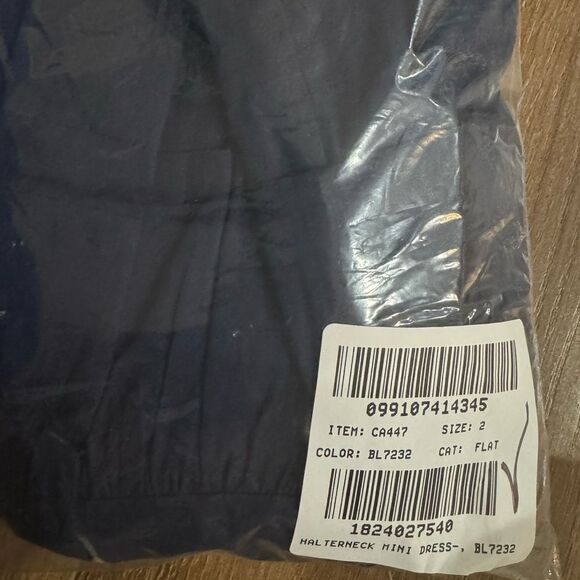 NWT J CREW Factory Poplin halter-neck mini dress in navy blue - Picture 5 of 5